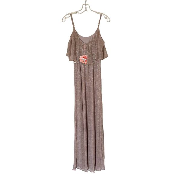 Show Me Your Mumu Caitlin Ruffle Maxi Dress Gown Mauve Metallic Pink Size XS NEW - Picture 4 of 10